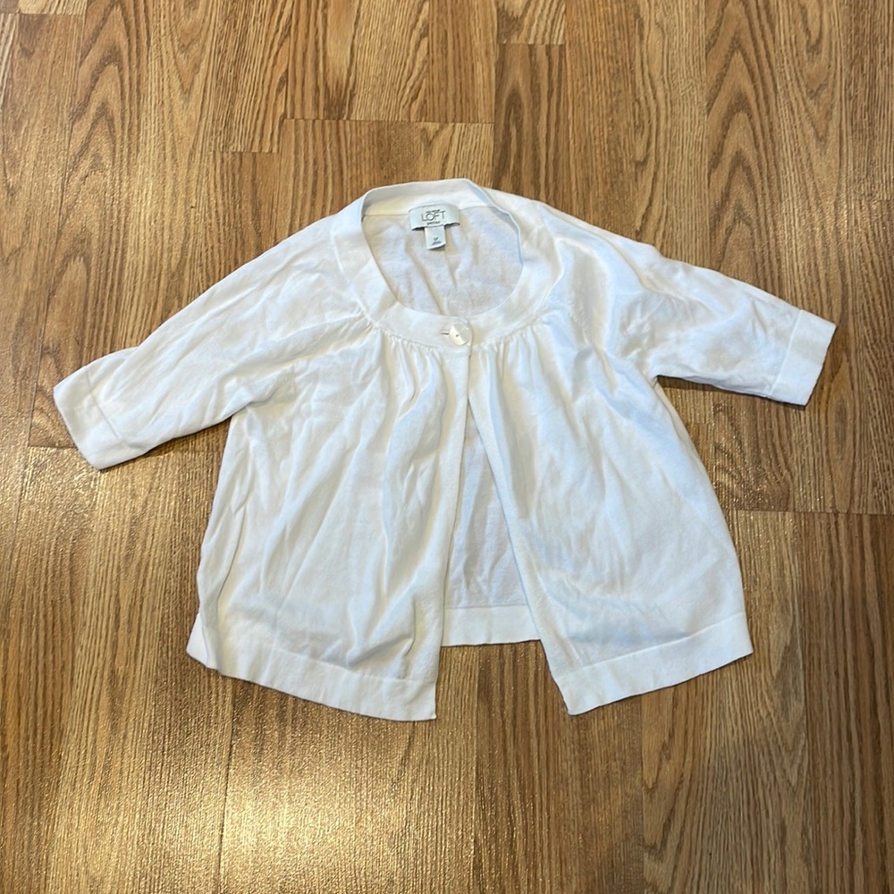 Loft white small petite cardigan
